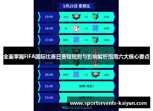 全面掌握FIFA国际比赛日赛程规则与影响解析指南六大核心要点